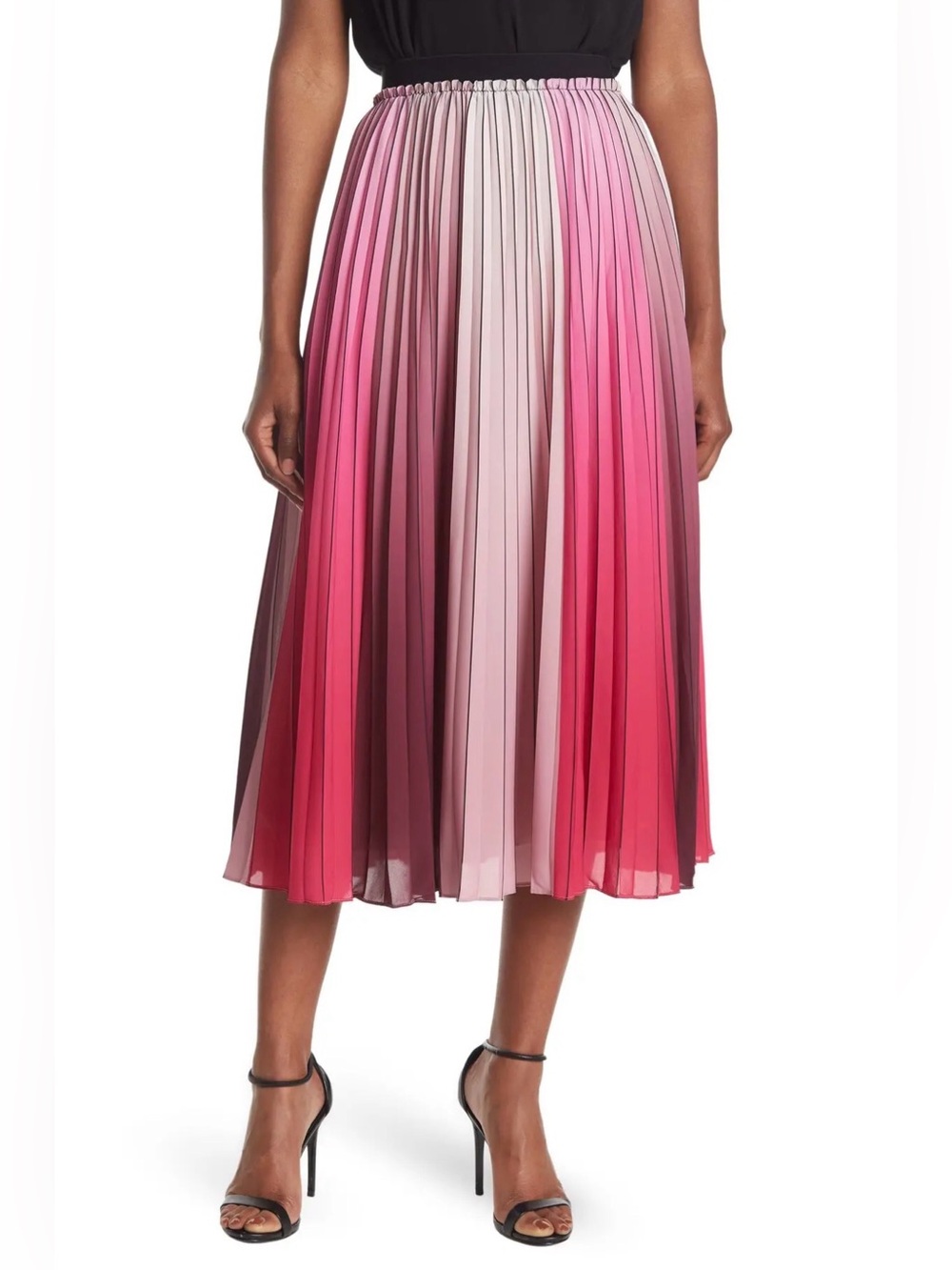 Ted Baker London Pleated Ombre Midi Skirt - Pink